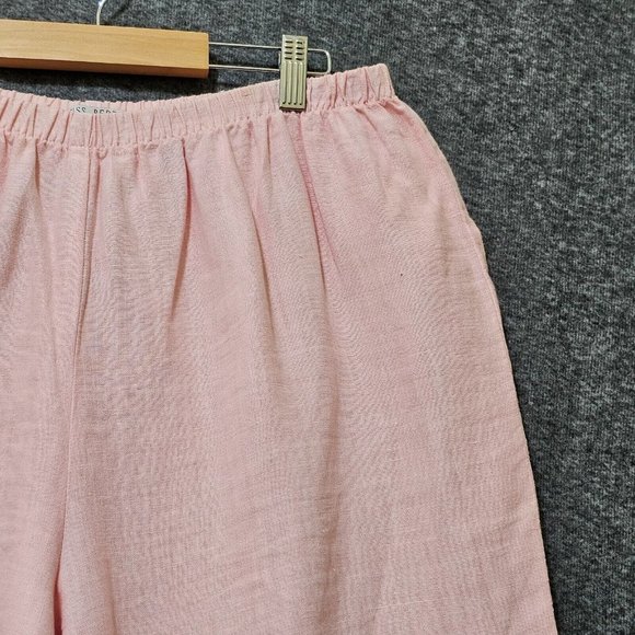 Russ Berens Pants Womens Size Large 100% Linen Pink Elastic Waist Loose Fit - Picture 2 of 15